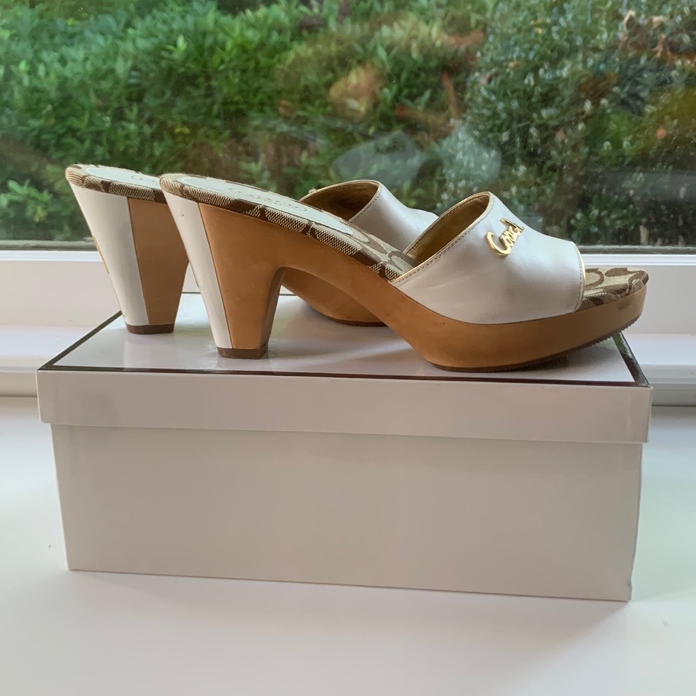 Coach Kathie Calf white logo sandals